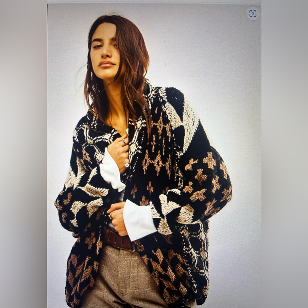 Free People Bright Optomiatic Cardi Onyx Caribou Combo Sz XS. YNEW WITH …